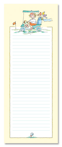 LIST PAD WITH LADY DRIVING CART